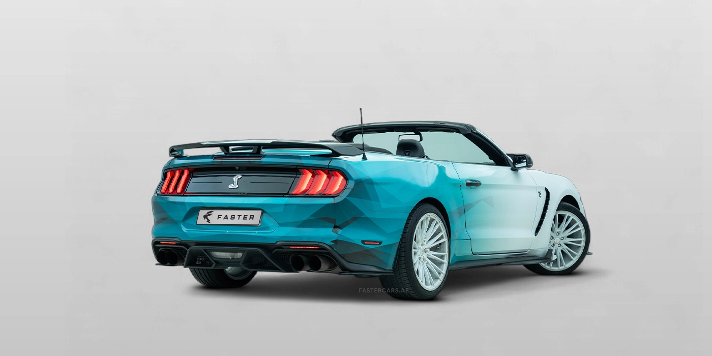 Ford Mustang blue white Back side